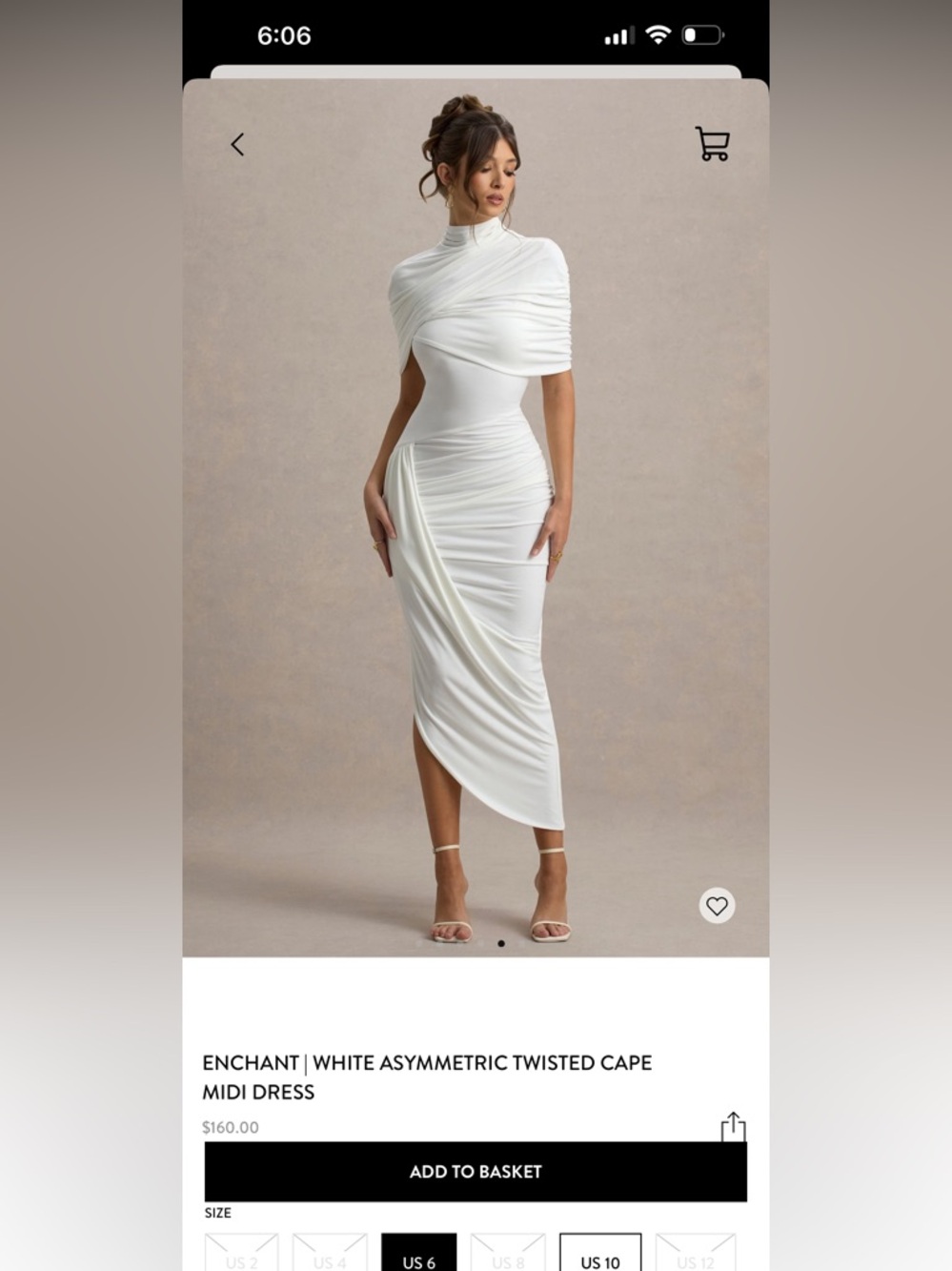 Club L London White Asymmetric Twisted Cape Midi Dress